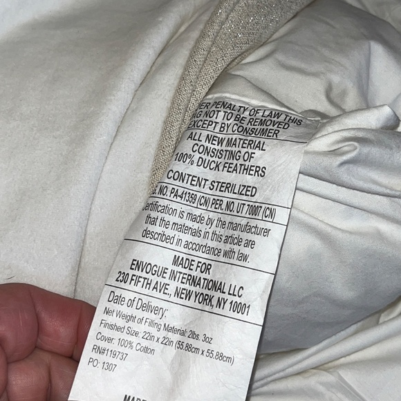 Merry and Bright Beaded White Velvet Pillow Down Fill, Dash Away Home 20 x 20 - Picture 9 of 9